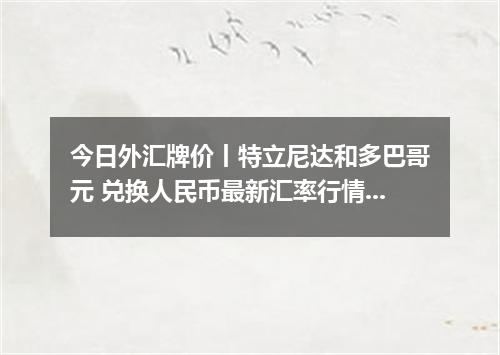 今日外汇牌价丨特立尼达和多巴哥元 兑换人民币最新汇率行情 2026年04月16日
