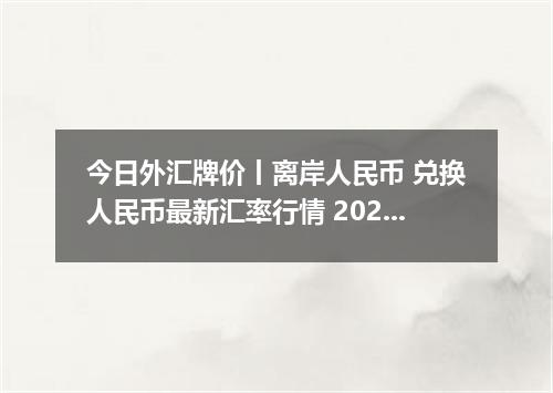 今日外汇牌价丨离岸人民币 兑换人民币最新汇率行情 2026年04月17日