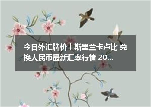 今日外汇牌价丨斯里兰卡卢比 兑换人民币最新汇率行情 2026年04月18日