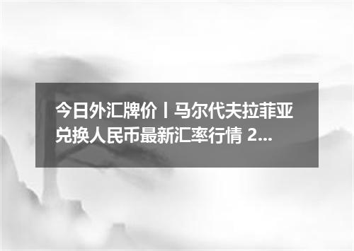 今日外汇牌价丨马尔代夫拉菲亚 兑换人民币最新汇率行情 2026年04月29日