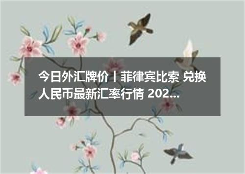 今日外汇牌价丨菲律宾比索 兑换人民币最新汇率行情 2026年05月02日