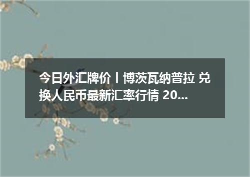 今日外汇牌价丨博茨瓦纳普拉 兑换人民币最新汇率行情 2026年05月03日