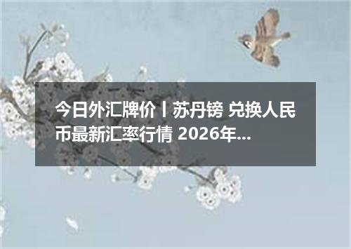 今日外汇牌价丨苏丹镑 兑换人民币最新汇率行情 2026年05月03日