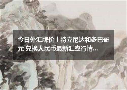今日外汇牌价丨特立尼达和多巴哥元 兑换人民币最新汇率行情 2026年05月04日