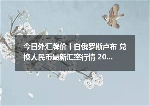 今日外汇牌价丨白俄罗斯卢布 兑换人民币最新汇率行情 2026年05月05日