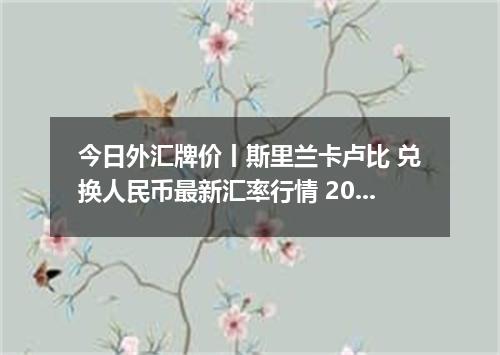 今日外汇牌价丨斯里兰卡卢比 兑换人民币最新汇率行情 2026年05月08日