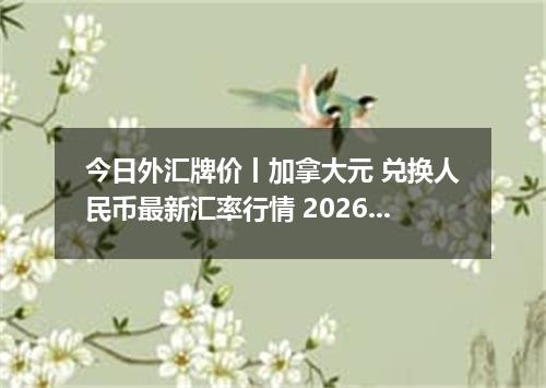 今日外汇牌价丨加拿大元 兑换人民币最新汇率行情 2026年05月14日