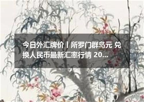 今日外汇牌价丨所罗门群岛元 兑换人民币最新汇率行情 2026年05月17日