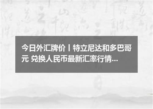 今日外汇牌价丨特立尼达和多巴哥元 兑换人民币最新汇率行情 2026年05月19日