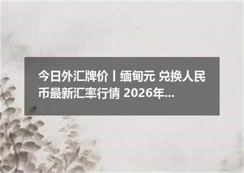 今日外汇牌价丨缅甸元 兑换人民币最新汇率行情 2026年05月23日