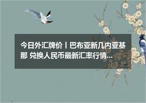 今日外汇牌价丨巴布亚新几内亚基那 兑换人民币最新汇率行情 2026年05月24日