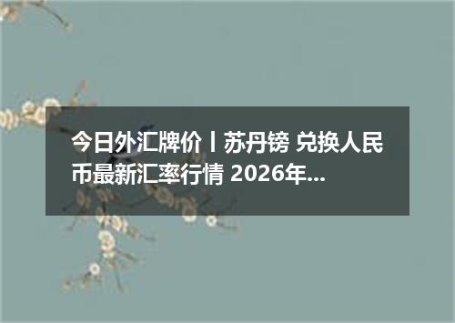 今日外汇牌价丨苏丹镑 兑换人民币最新汇率行情 2026年05月24日