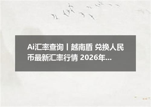Ai汇率查询丨越南盾 兑换人民币最新汇率行情 2026年10月25日